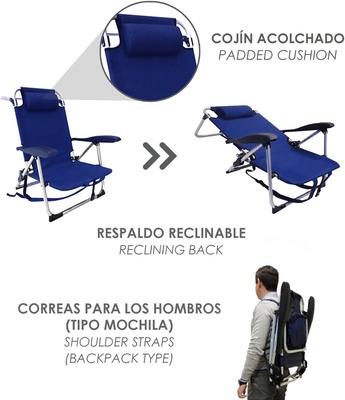 Silla de playa mochila con bolso isotermico